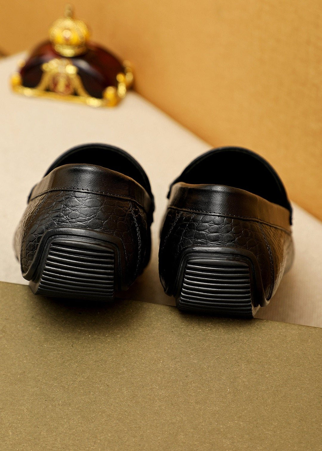 Bottega Veneta Black Textured Loafers — back