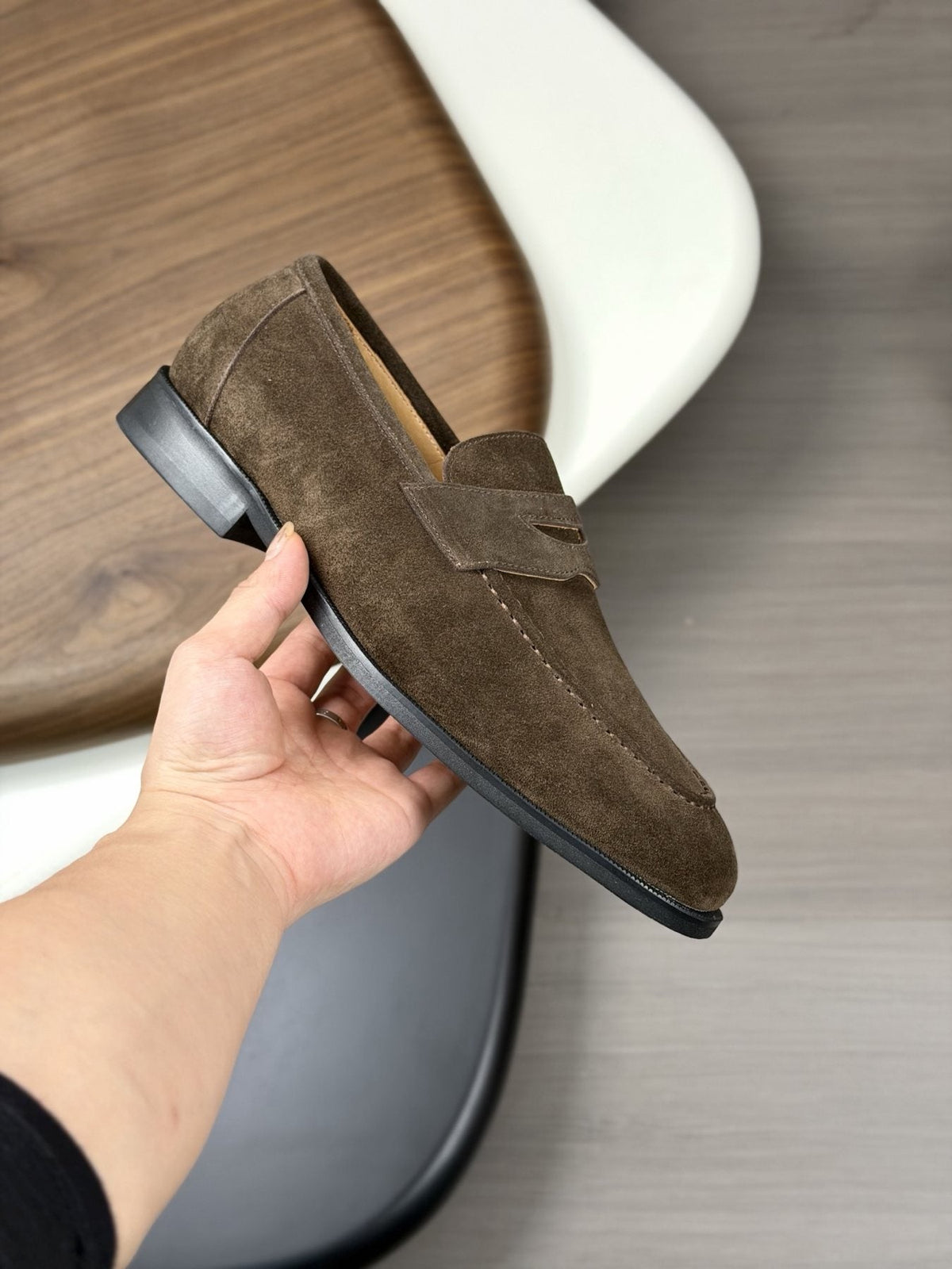 Men’s Textured Leather Penny Loafers — side