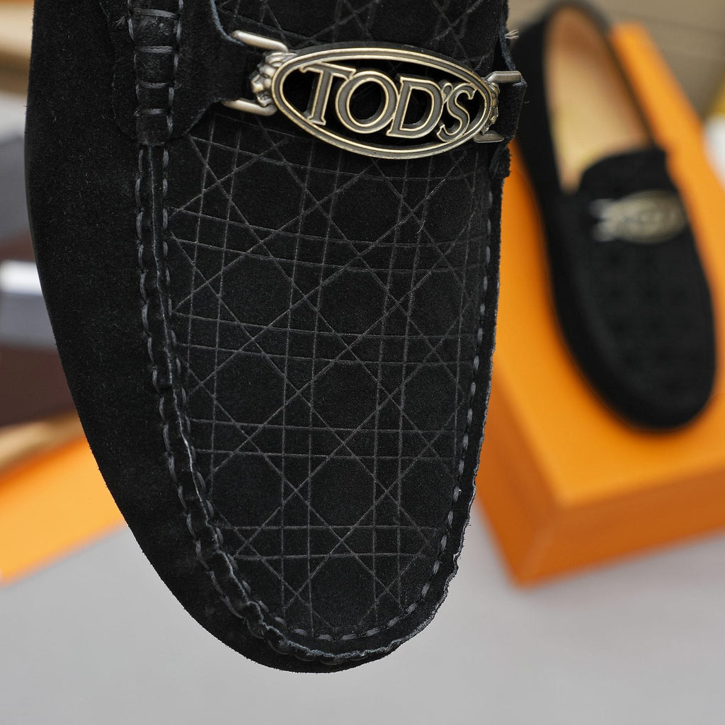TOD'S Suede Metal-Hardware Loafers — detail